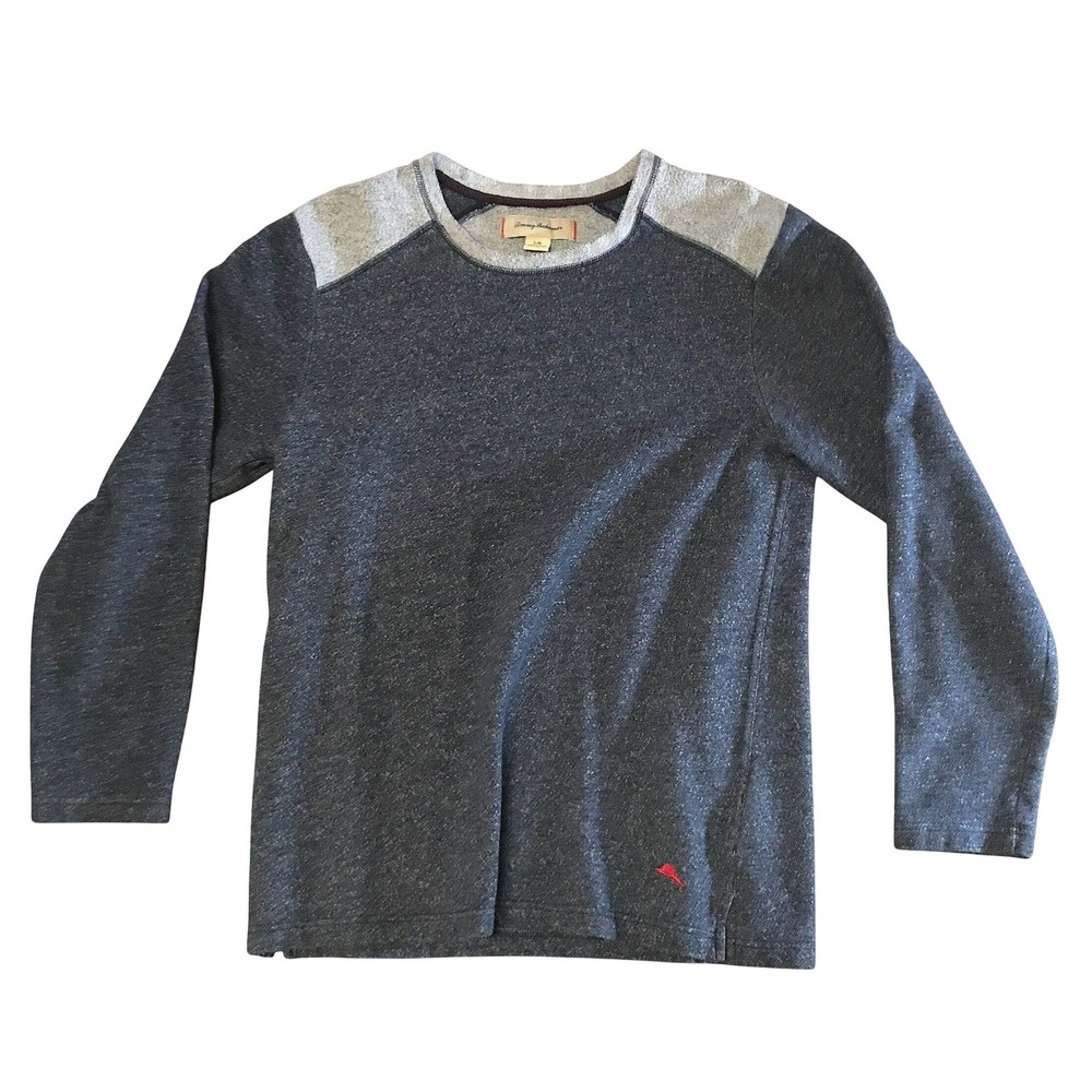 Tommy Bahama Mens Large Blue Heathered Long Sleeve Crewneck Pullover Shirt